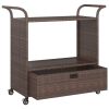 Bar Cart with Drawer Brown 39.4"x17.7"x38.2" Poly Rattan