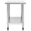 Kitchen Work Table with Wheels 39.4"x23.6"x33.5" Stainless Steel