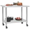 Kitchen Work Table with Wheels 39.4"x23.6"x33.5" Stainless Steel