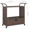 Bar Cart with Drawer Brown 39.4"x17.7"x38.2" Poly Rattan