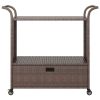 Bar Cart with Drawer Brown 39.4"x17.7"x38.2" Poly Rattan