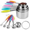 12Pcs Measuring Cups Spoons Set Stainless Steel Kitchen Measurement Tool