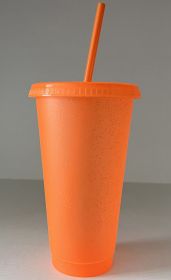 Multi Specification Plastic Straw Design Comfortable Cup (Option: Fluorescent orange glitter pow-500ml)