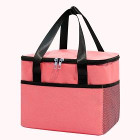 1pc Thicker Portable Thermal Ice Bag; Oxford Handle Lunch Box Bag; Outdoor Lunch Bag (Color: Pink)