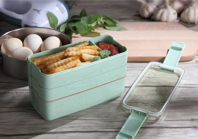 Separate Microwave Oven Light Lunch Box (Color: Green)