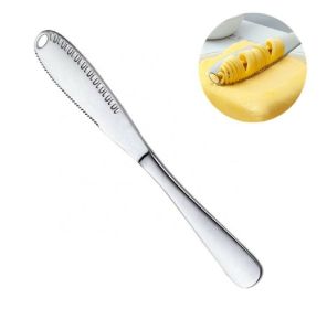 3 In 1 Stainless Steel Butter Spreader Knife Butter Curler Spreader Butter Knife (Num: 2Pcs)