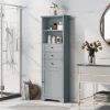 Tall Storage Cabinet with 3 Drawers and Adjustable Shelves for Bathroom;  Kitchen and Living Room;  MDF Board with Painted Finish