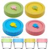 1pc Cute Universal Mason Jar Lids With Straw Hole; 70mm/2.76in Diameter Storage Wide Mouth Leak Proof; Kitchen Supplies