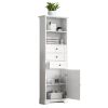 Tall Storage Cabinet with 3 Drawers and Adjustable Shelves for Bathroom;  Kitchen and Living Room;  MDF Board with Painted Finish