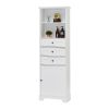 Tall Storage Cabinet with 3 Drawers and Adjustable Shelves for Bathroom;  Kitchen and Living Room;  MDF Board with Painted Finish