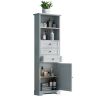 Tall Storage Cabinet with 3 Drawers and Adjustable Shelves for Bathroom;  Kitchen and Living Room;  MDF Board with Painted Finish