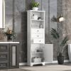 Tall Storage Cabinet with 3 Drawers and Adjustable Shelves for Bathroom;  Kitchen and Living Room;  MDF Board with Painted Finish