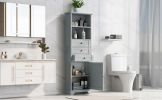 Tall Storage Cabinet with 3 Drawers and Adjustable Shelves for Bathroom;  Kitchen and Living Room;  MDF Board with Painted Finish