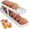 1pc Rolling Refrigerator Egg Dispenser, Space-Saving Holder For Fridge Storage Anti-fall Egg Tray, Egg Rack Tray For Refrigerator, Kitchen Supplies