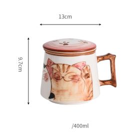 Japanese Style Hand Drawn Cat Ceramic Coffee Cup (Option: Scented Tea Cup-400to650ml)