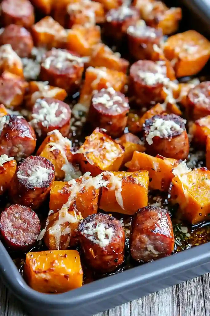roasted butternut squash with sausage