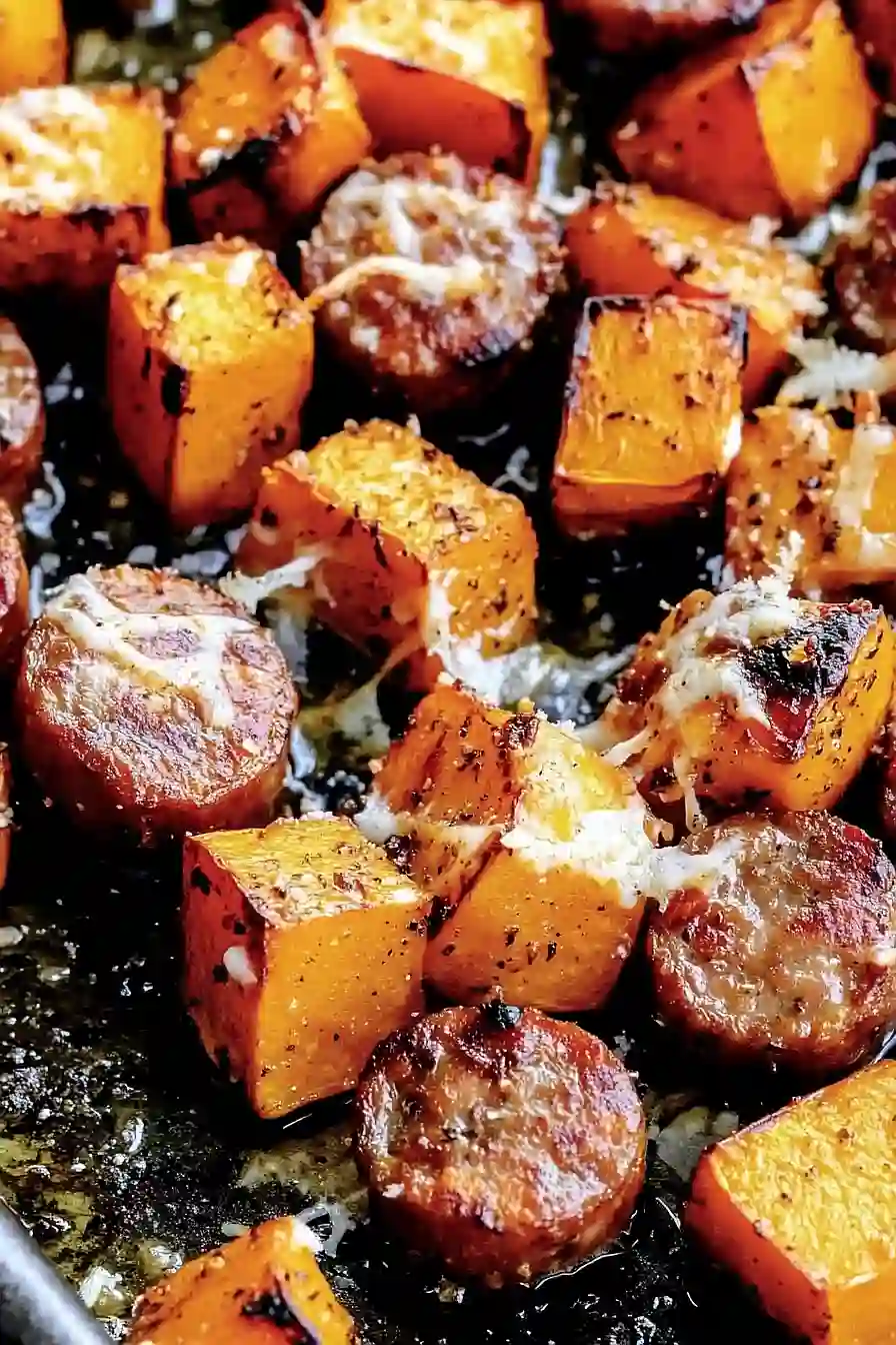 roasted butternut squash with sausage
