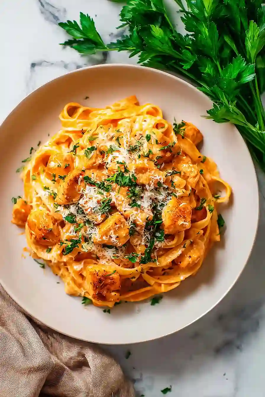 pink sauce pasta with chicken