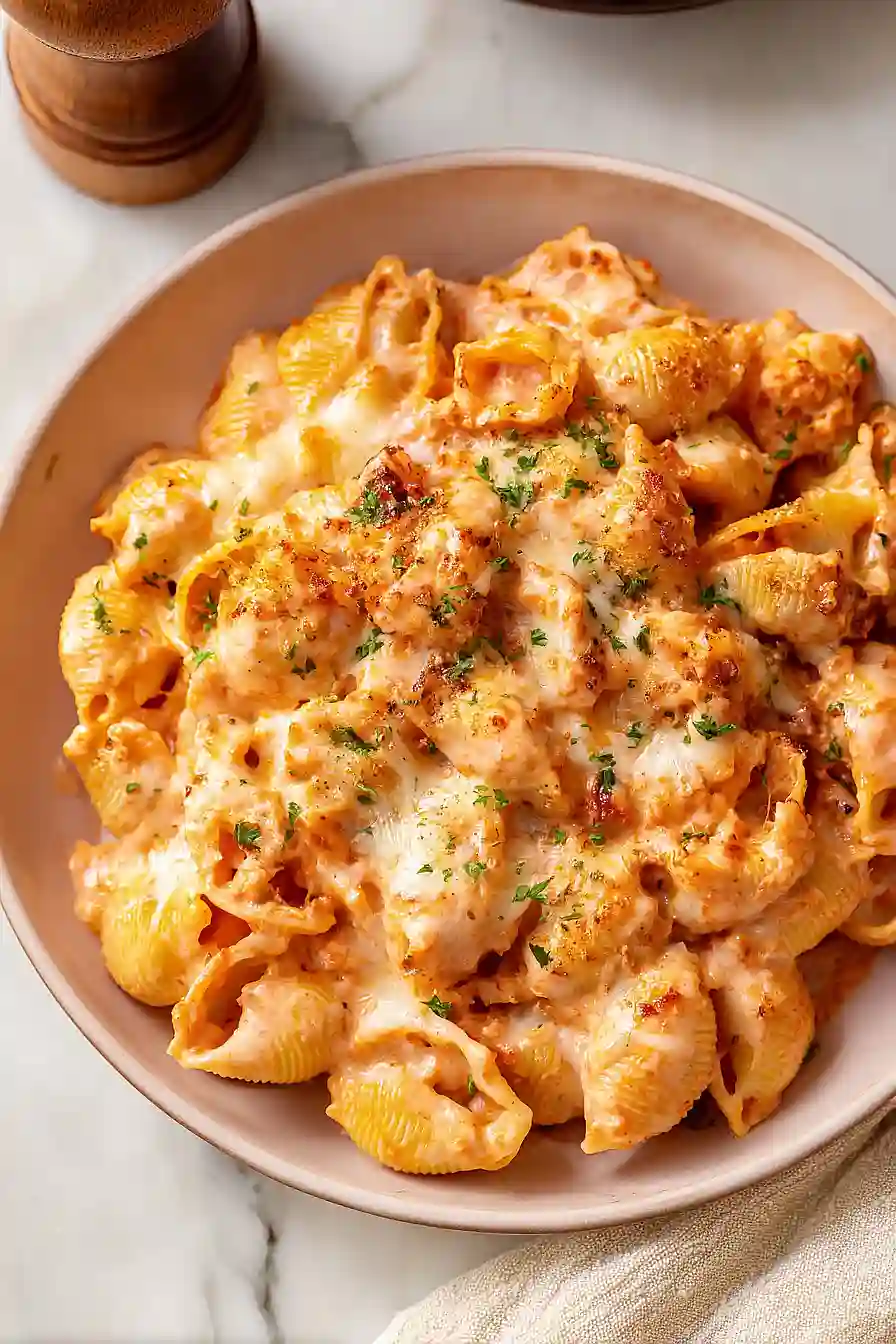 pink sauce pasta bake