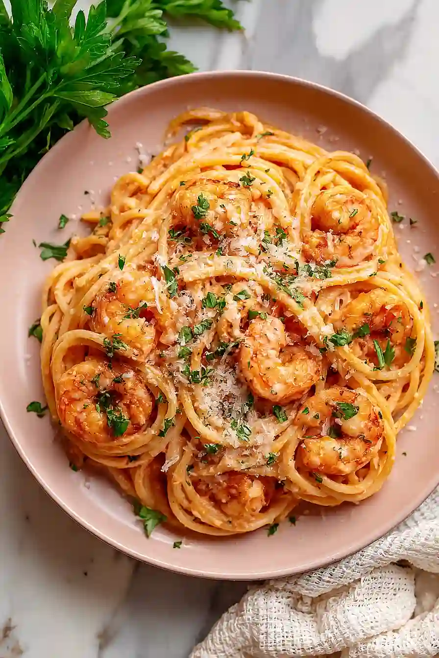 shrimp pasta with pink sauce
