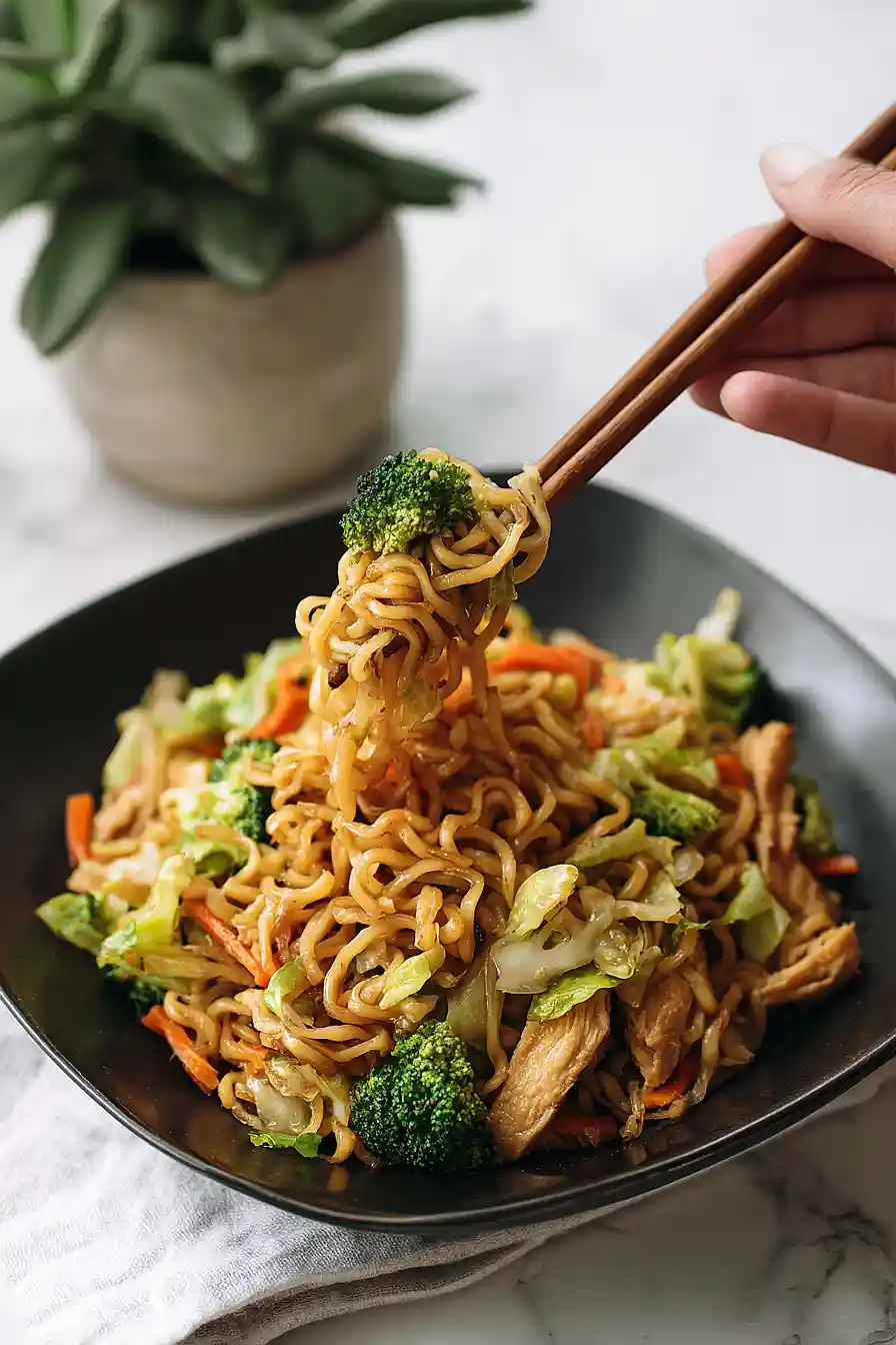 chicken yakisoba with ramen noodles