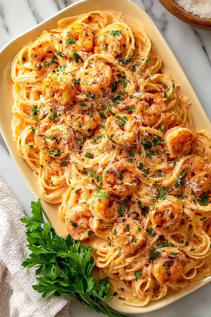 shrimp pasta with pink sauce
