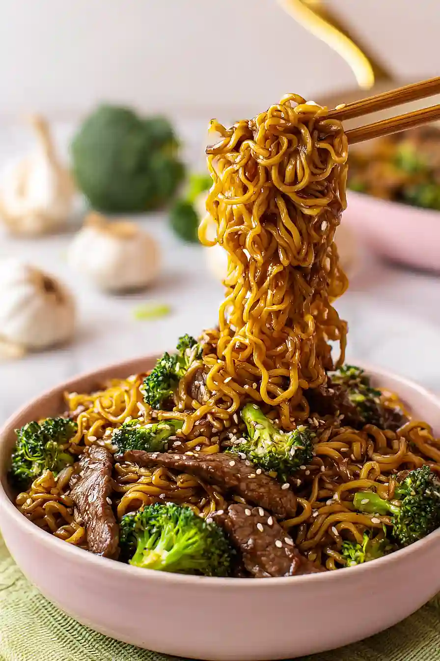 beef and broccoli ramen noodles