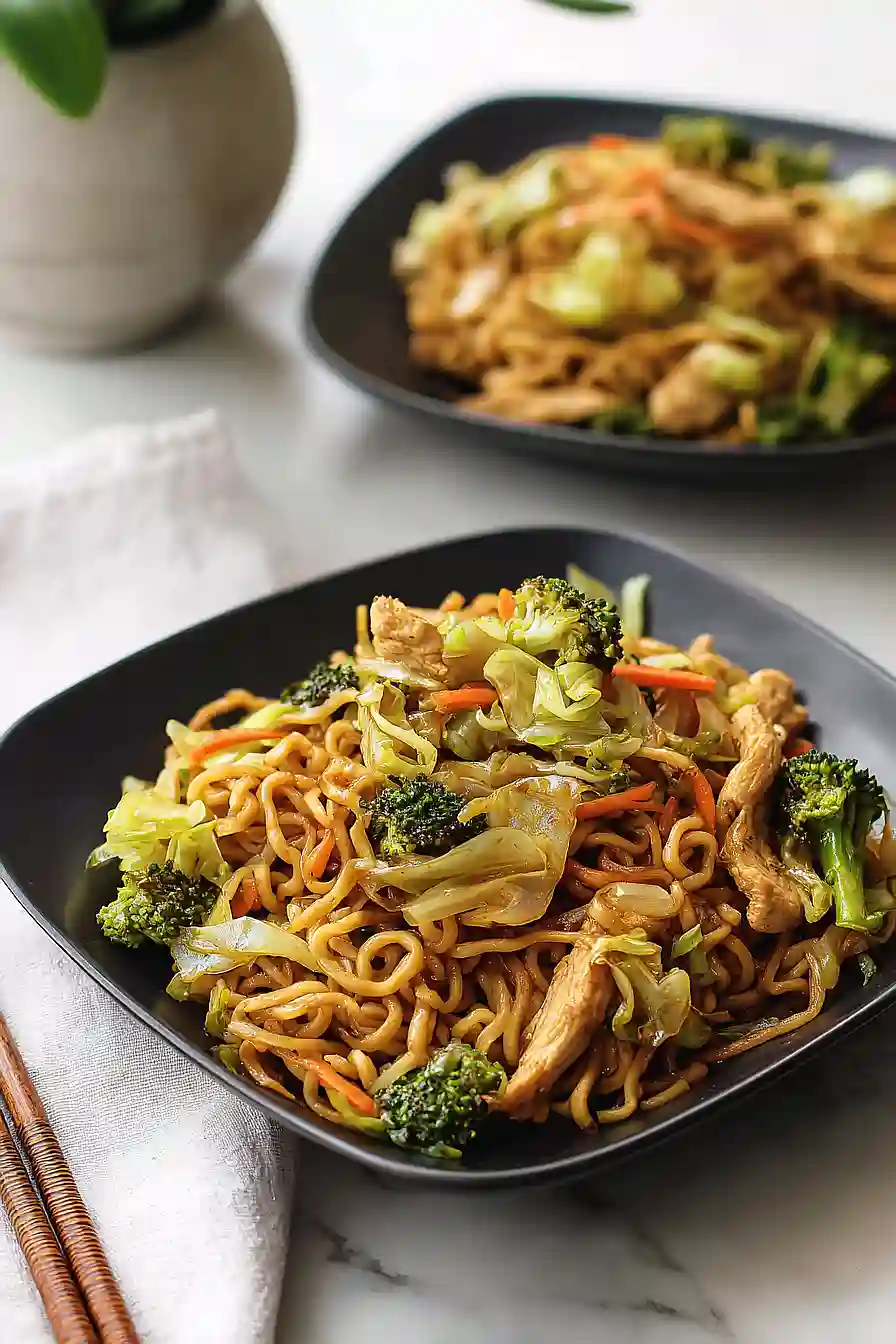 chicken yakisoba with ramen noodles