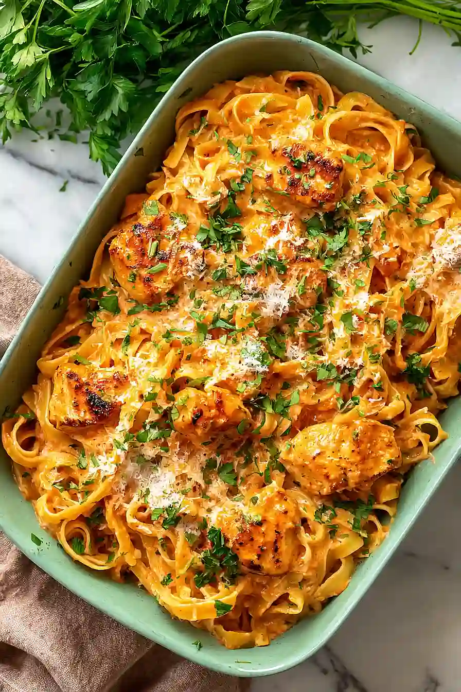 pink sauce pasta with chicken
