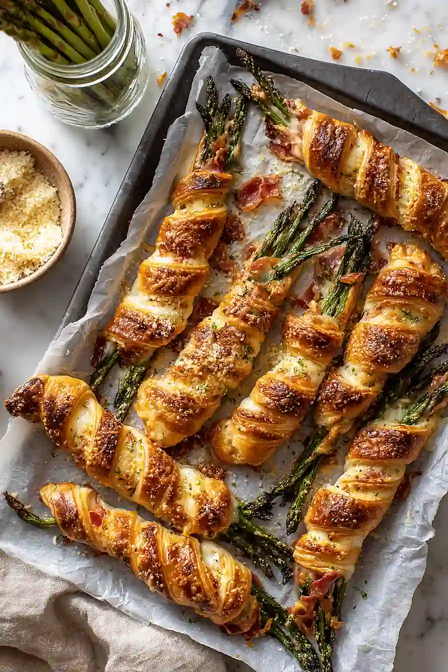 prosciutto crescent rolls with asparagus