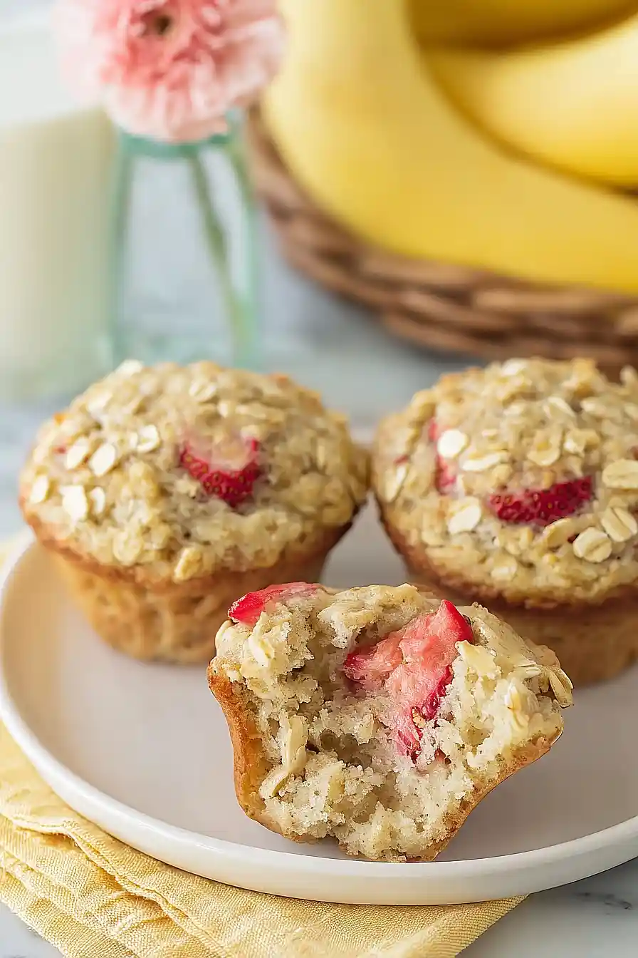 strawberry banana oat muffins