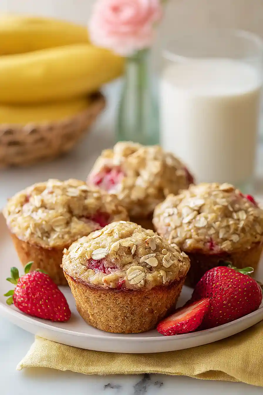 strawberry banana oat muffins