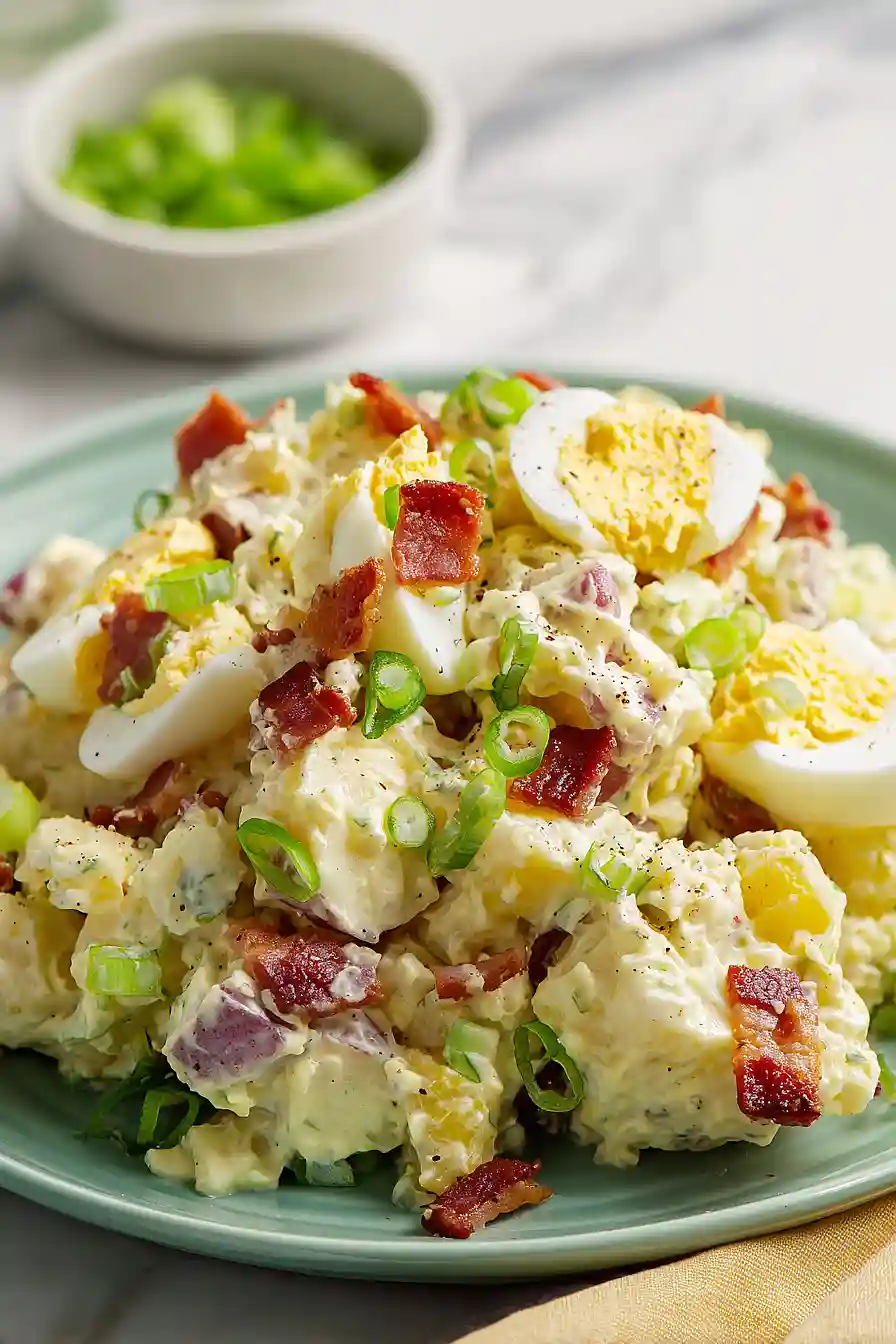 potato salad with egg and bacon