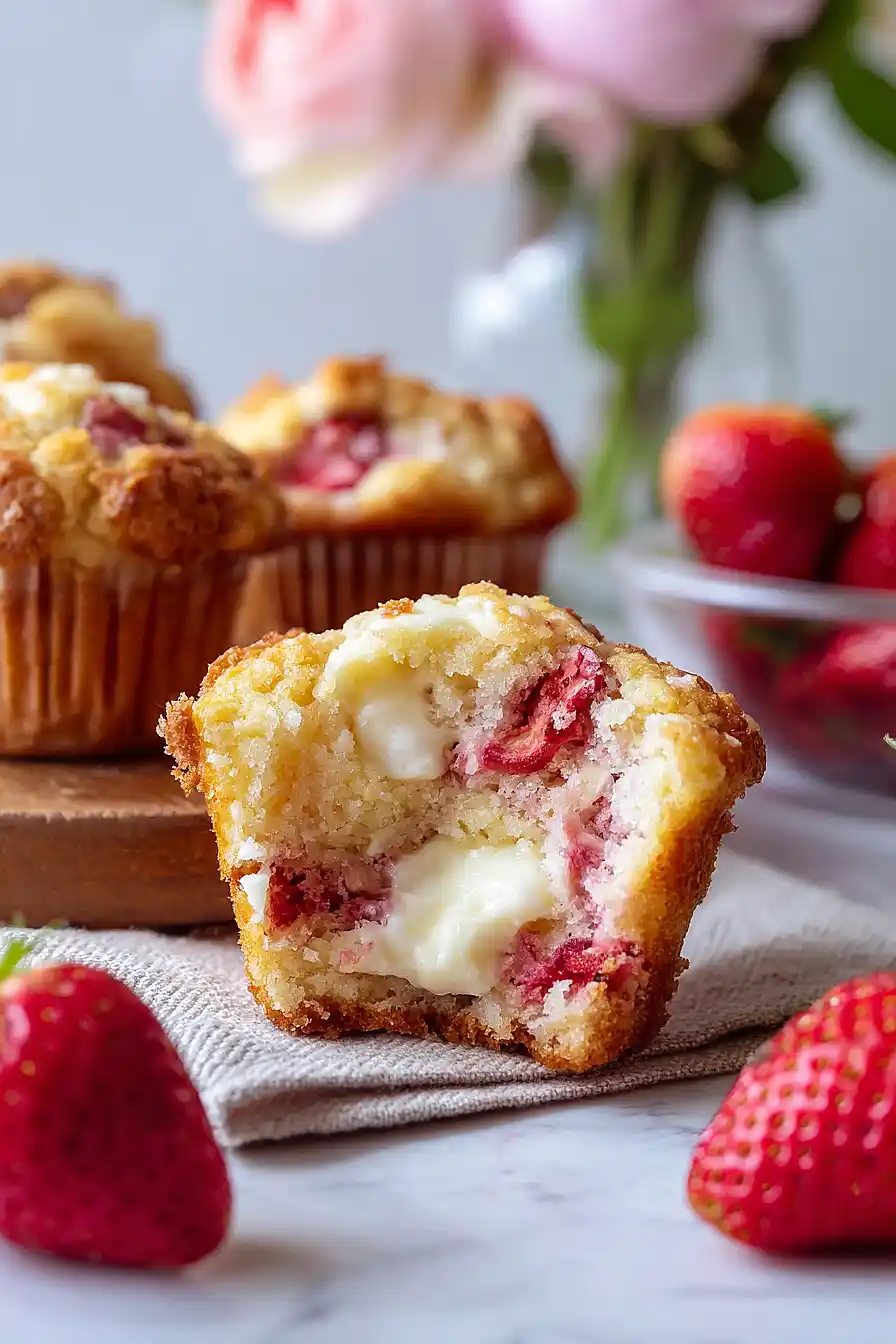 strawberry muffins with cream cheese filling