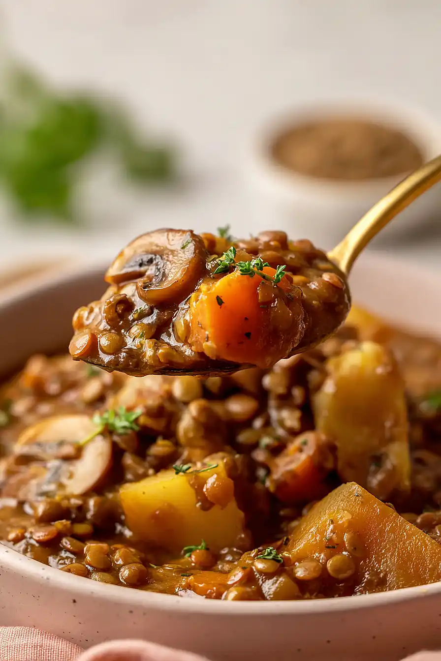 irish stew with lentils and mushrooms