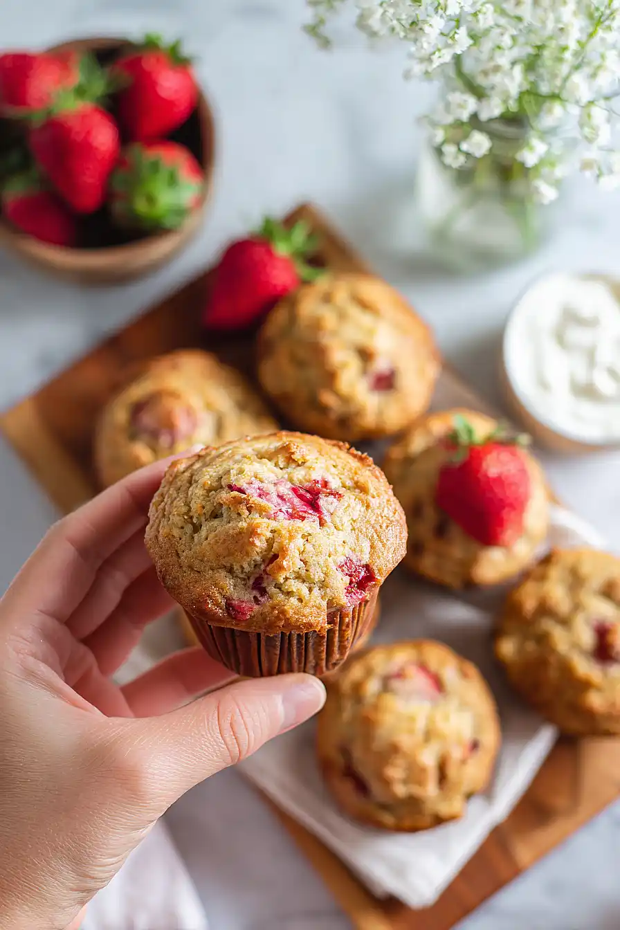 strawberry banana yogurt muffins