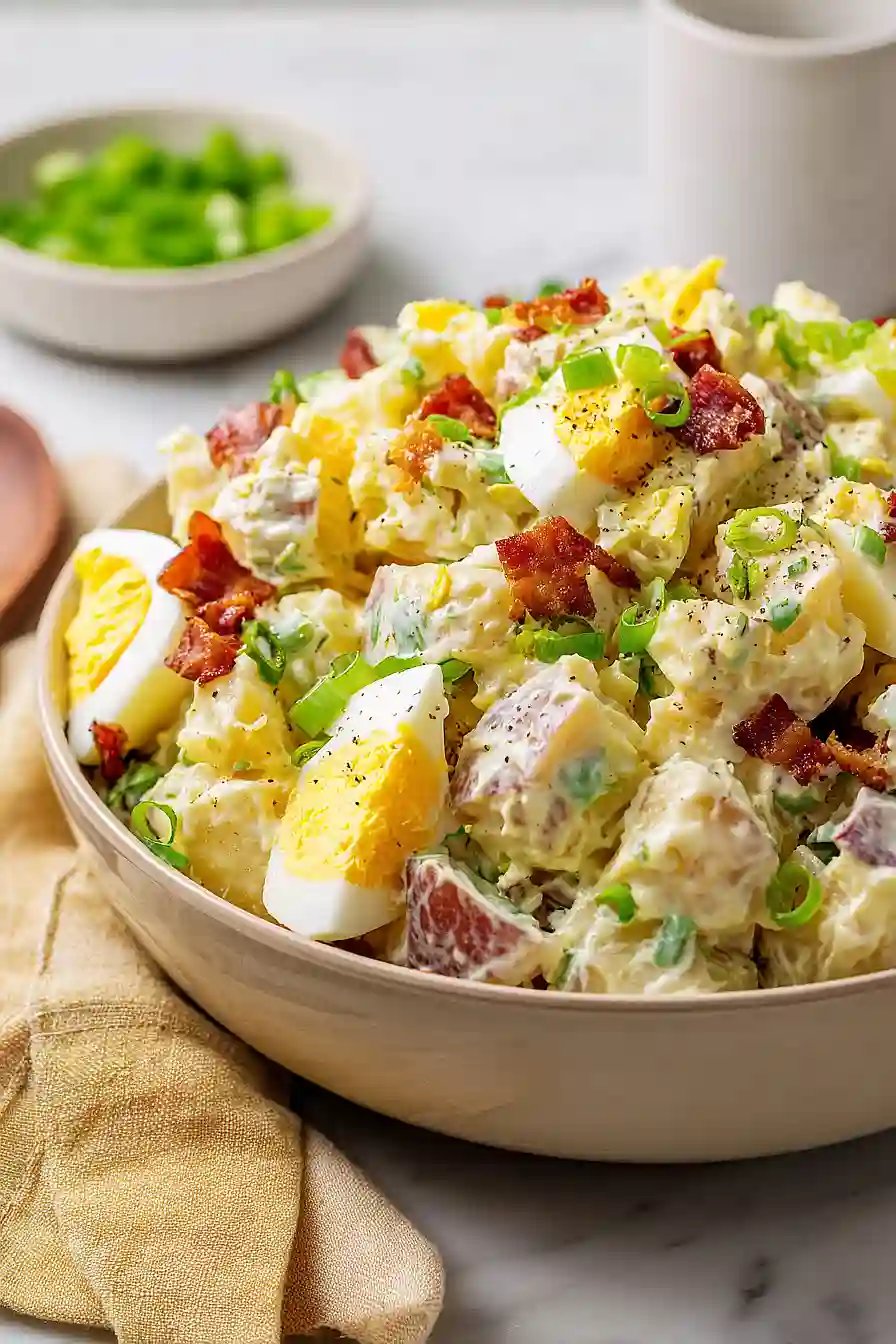 potato salad with egg and bacon
