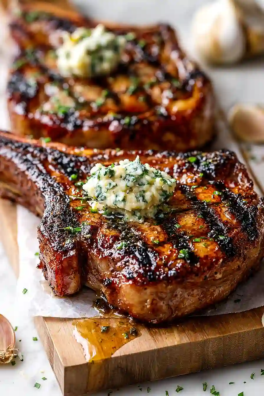 grilled tomahawk pork chops