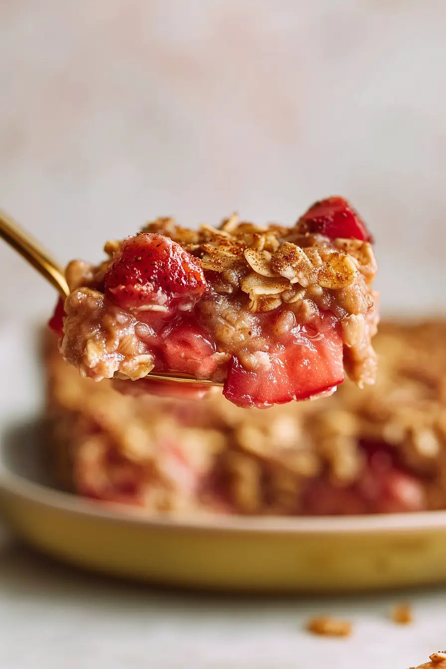strawberry rhubarb baked oatmeal
