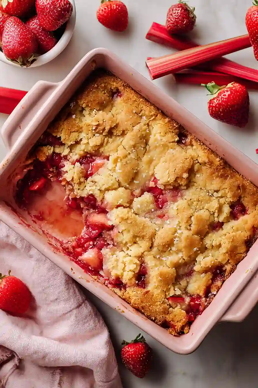 strawberry rhubarb dump cake