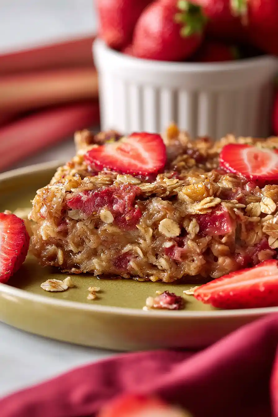strawberry rhubarb baked oatmeal