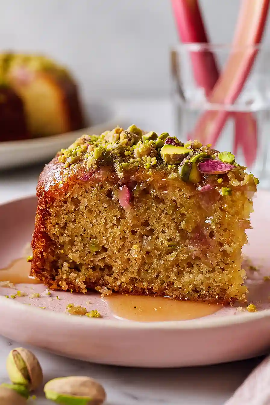 pistachio and rhubarb cake