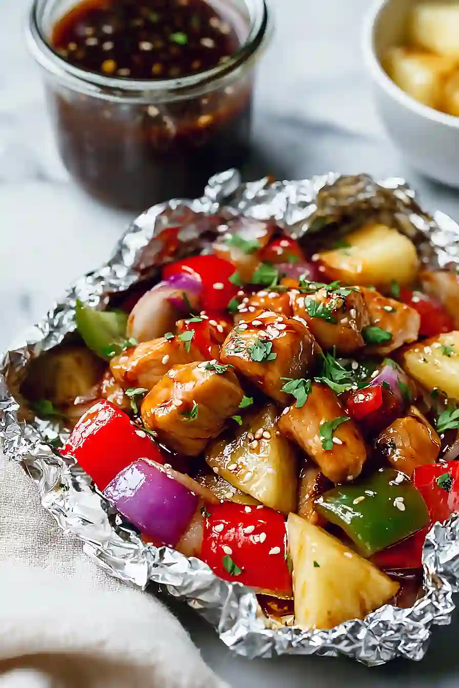 grilled pineapple chicken foil packets