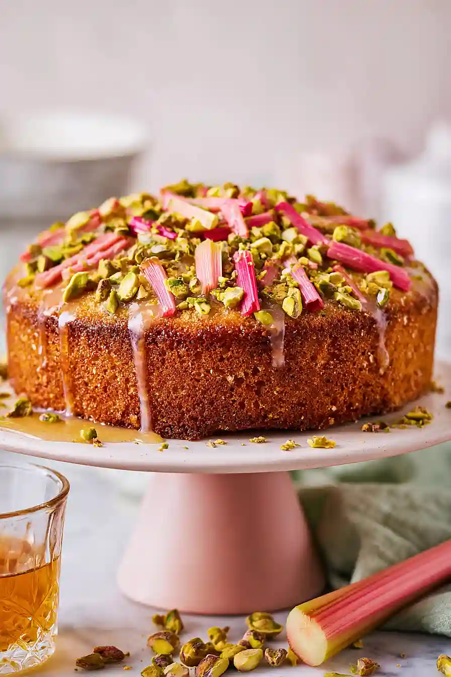 pistachio and rhubarb cake