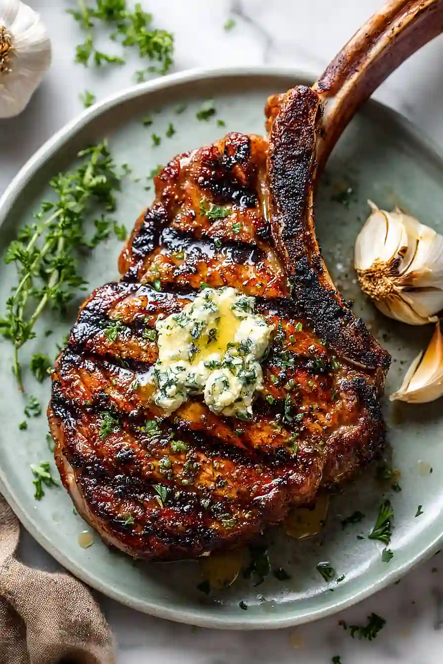 grilled tomahawk pork chops