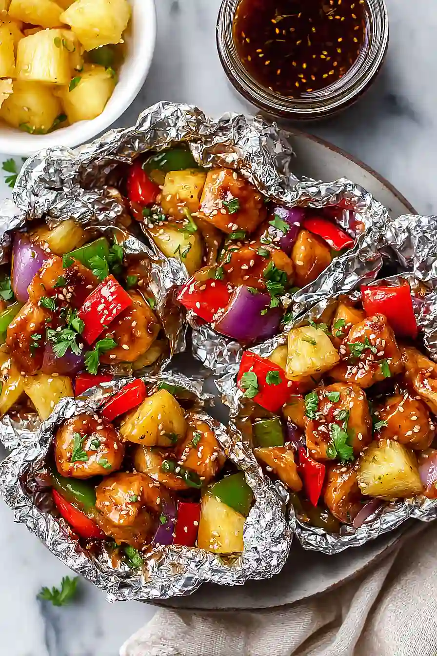 grilled pineapple chicken foil packets