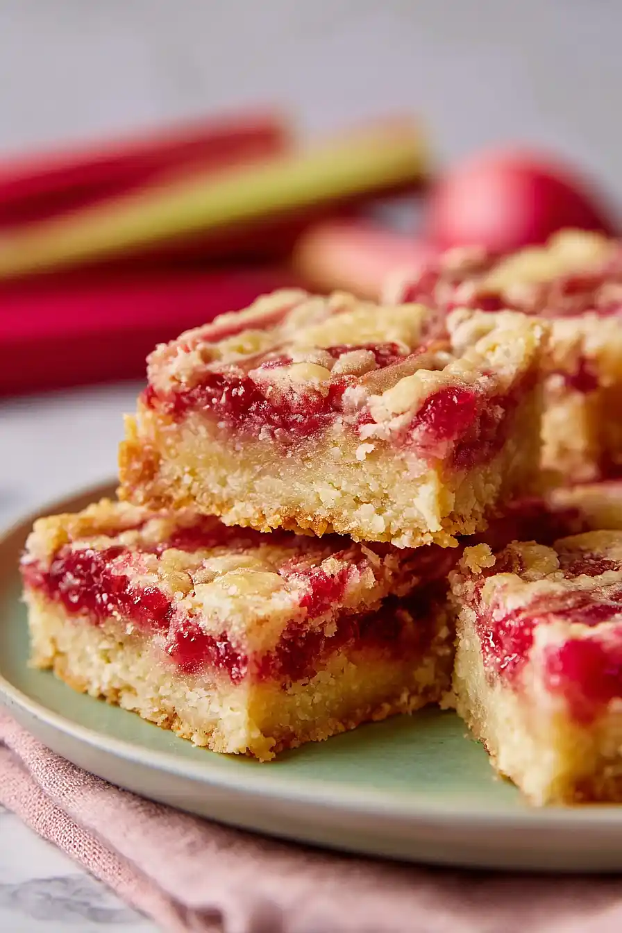 swirled rhubarb bars