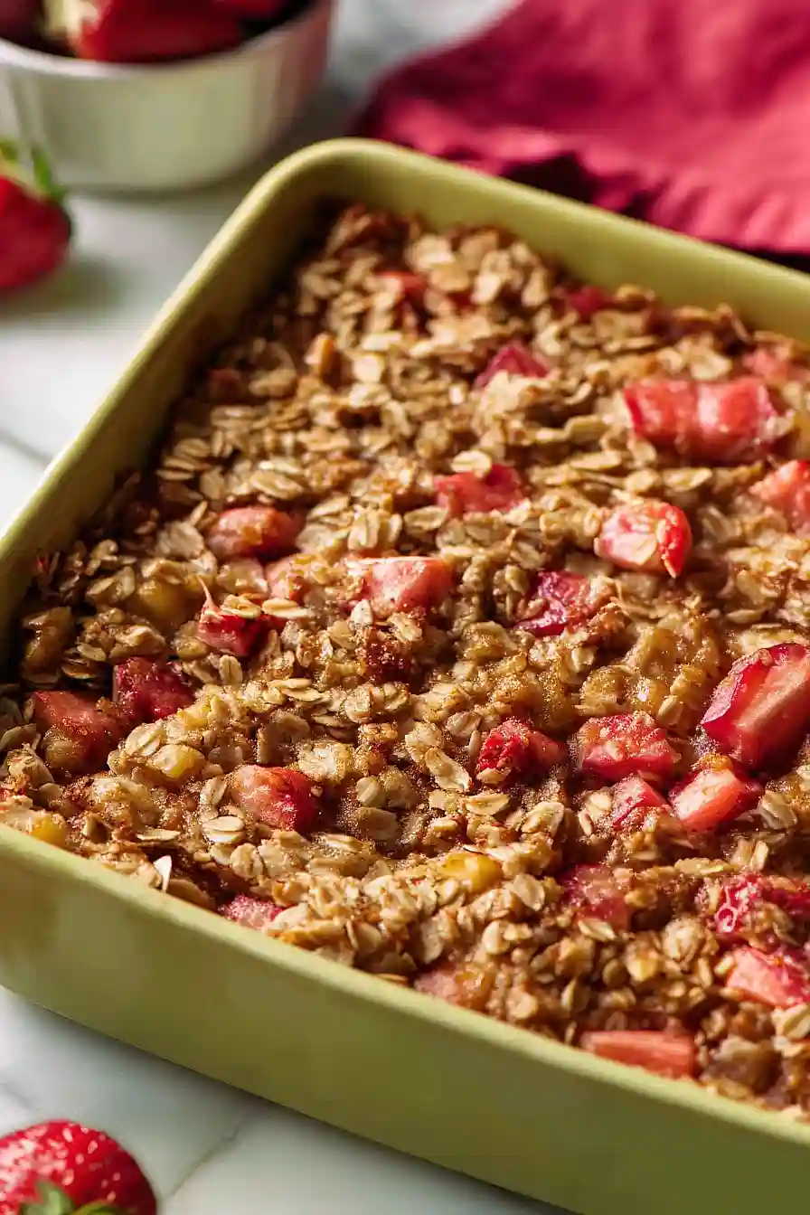 strawberry rhubarb baked oatmeal