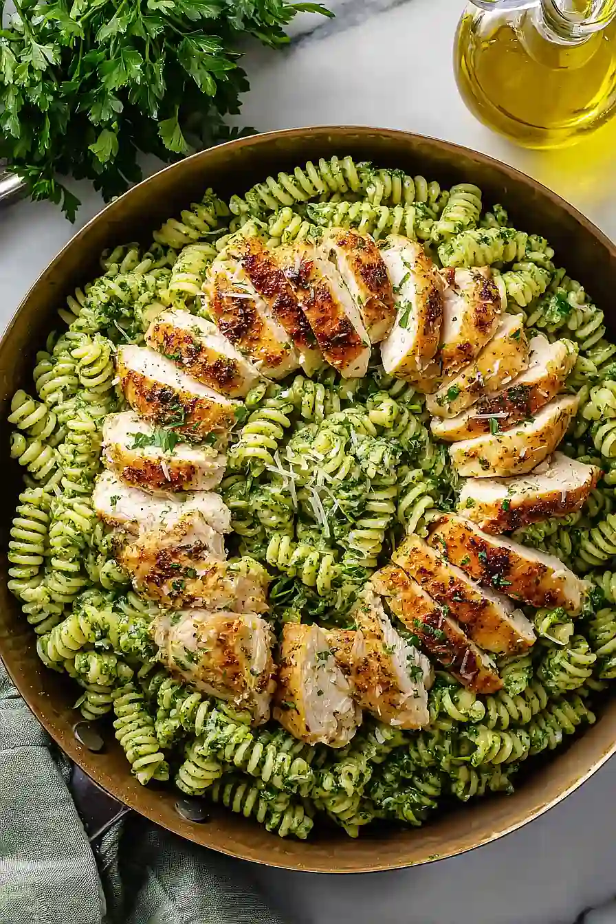 spinach pesto pasta with chicken