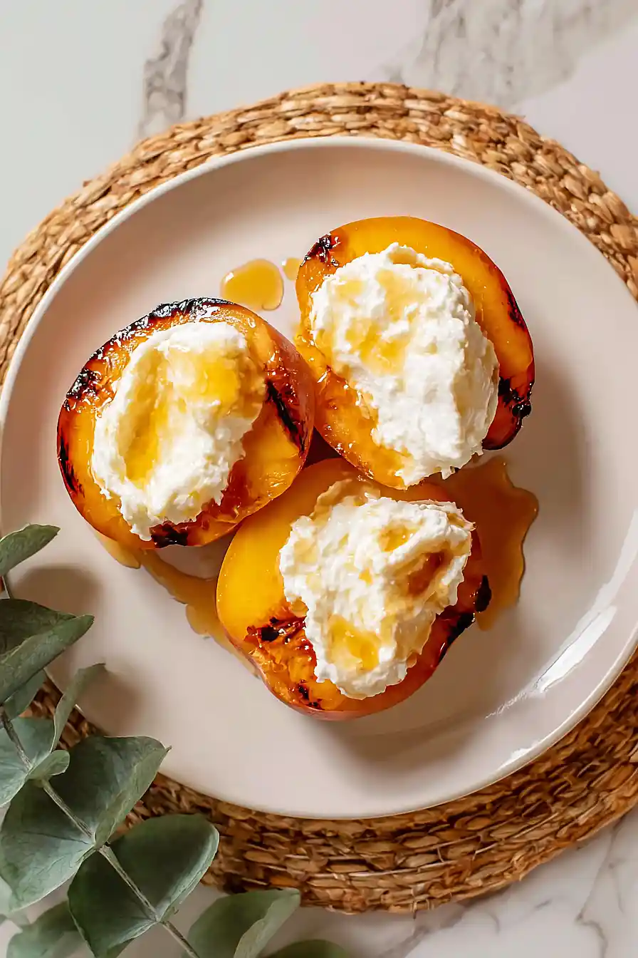 grilled peaches wtih ricotta and honey